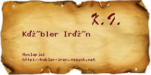 Kübler Irén névjegykártya
